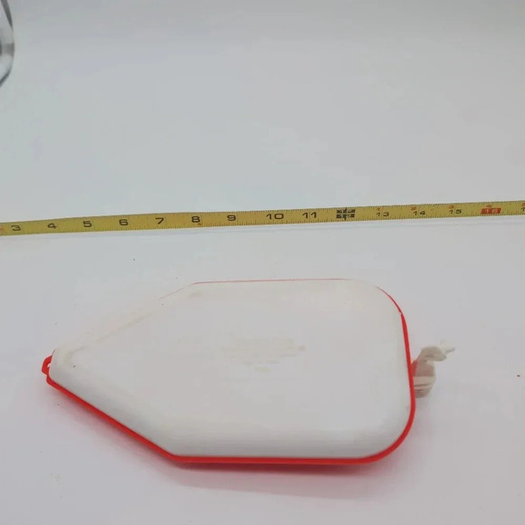 Vintage Tim Mee Toys Dolphin Raft Boat with Plastic Motor 3100 Orange White - Picture 3 of 4